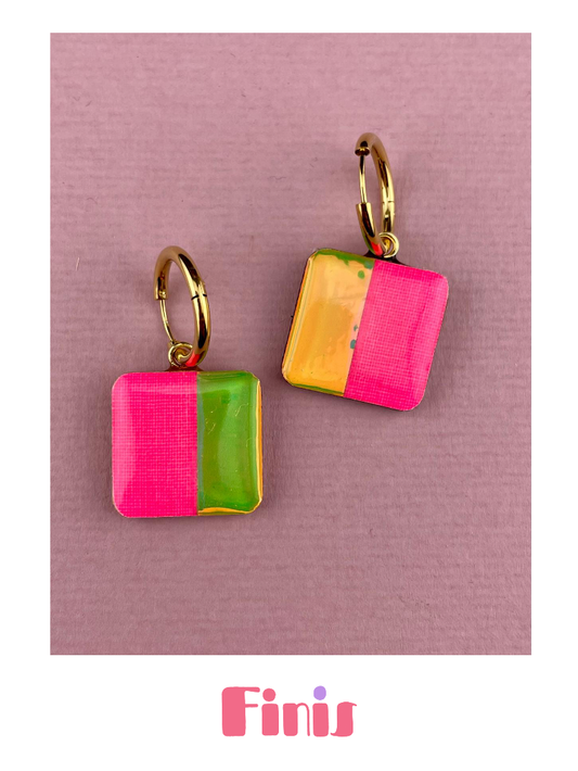 Pink-Gelbe Schimmer Creolen