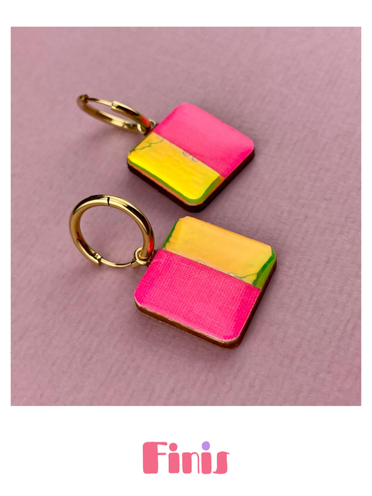 Pink-Gelbe Schimmer Creolen