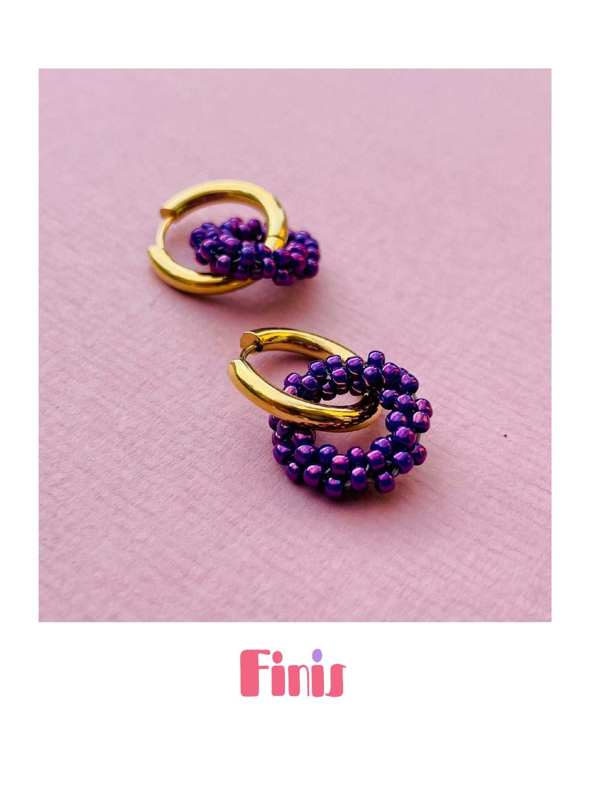 Perlen Creolen Lila Metallic