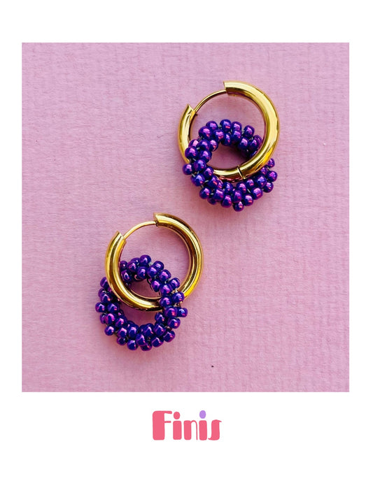 Perlen Creolen Lila Metallic