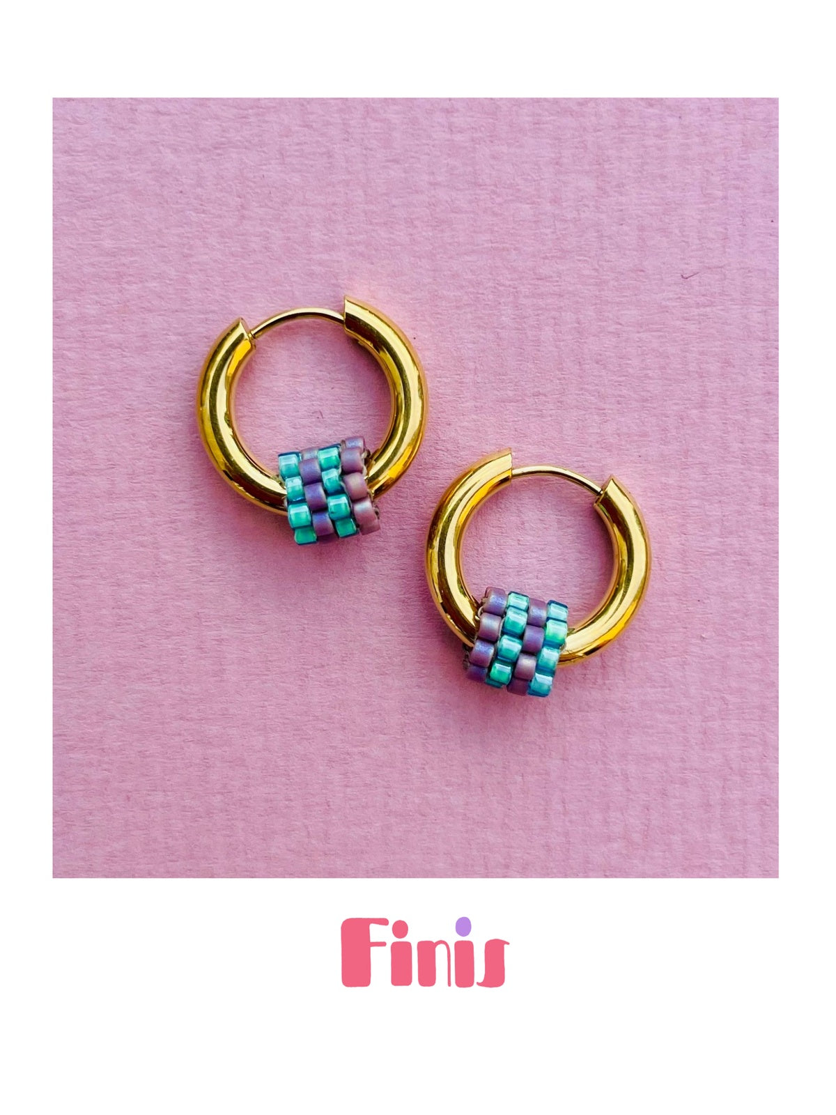 Perlen Creole Lila-Grün Mini