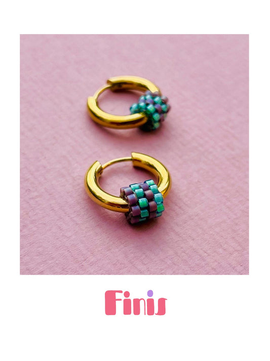 Perlen Creole Lila-Grün Mini