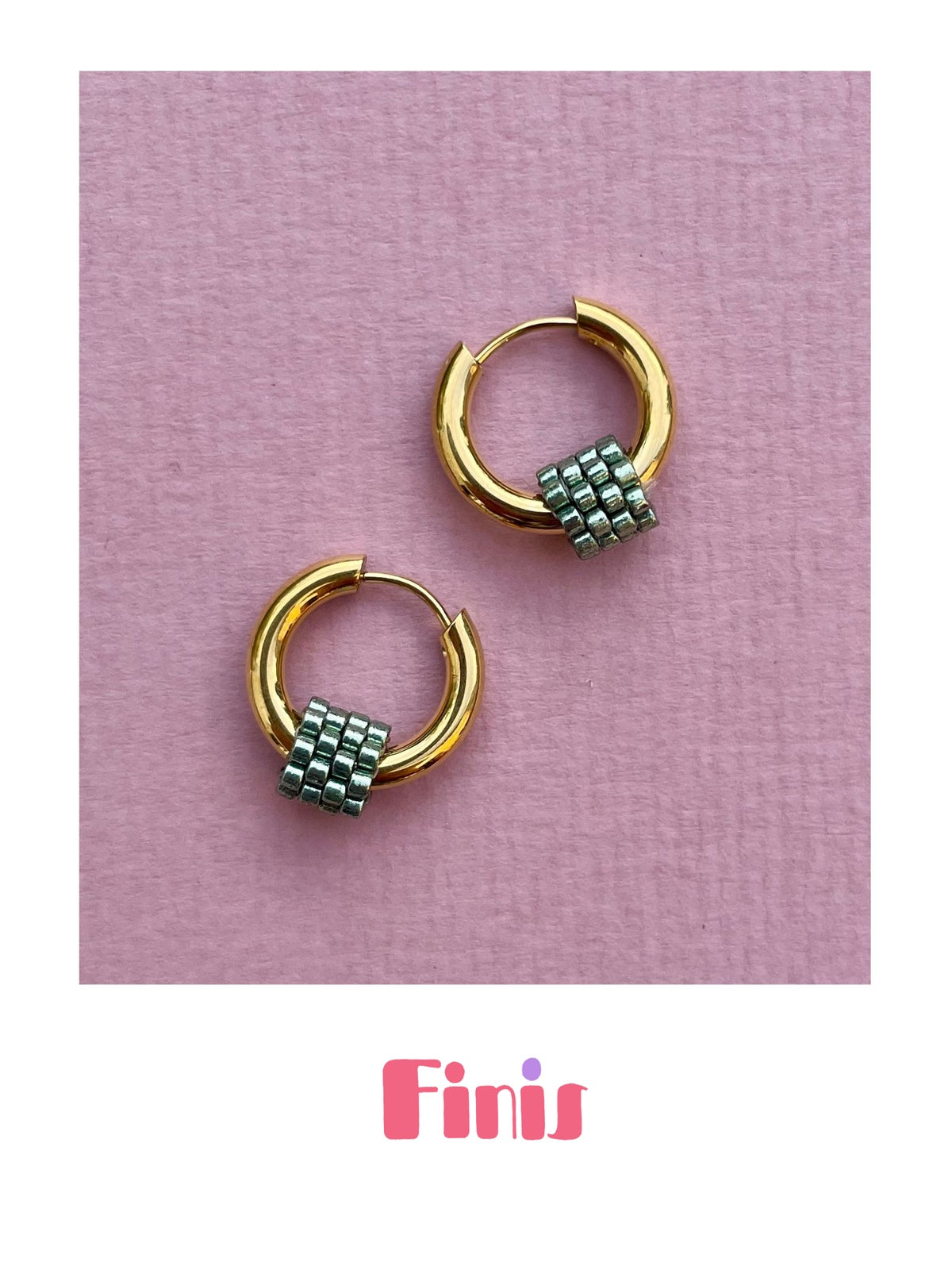 Perlen Creole Metallicblau Mini